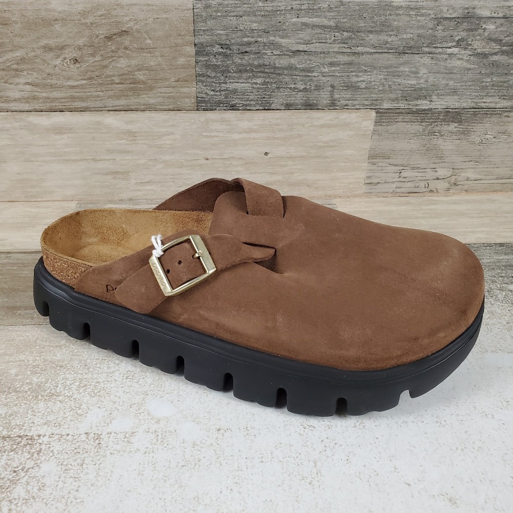 Papillio Birkenstock Boston Chunky Womens Clog Sz 9 Narrow Brown Leather Slip On
